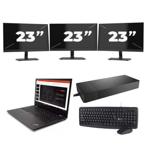 Refurbished Lenovo ThinkPad L13 G2 - Intel Core i5-11e Generatie - 13 inch - 8GB RAM - 256GB SSD - Windows 11 Home + 3x 23 inch Monitor