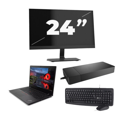 Refurbished Lenovo ThinkPad L14 Gen 1 - Intel Core i5-10e Generatie - 14 inch - 8GB RAM - 256GB SSD - Windows 11 Home + 1x 24 inch Monitor