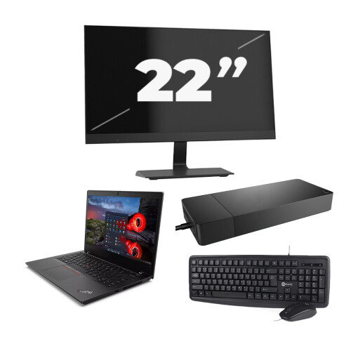 Refurbished Lenovo ThinkPad L14 Gen 1 - Intel Core i5-10e Generatie - 14 inch - 8GB RAM - 256GB SSD - Windows 11 Home + 1x 22 inch Monitor