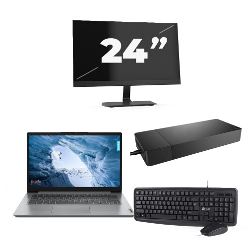 Refurbished Lenovo ThinkPad L14 Gen 1 - Intel Core i5-10e Generatie - 14 inch - 8GB RAM - 256GB SSD - Windows 11 Home + 1x 24 inch Monitor