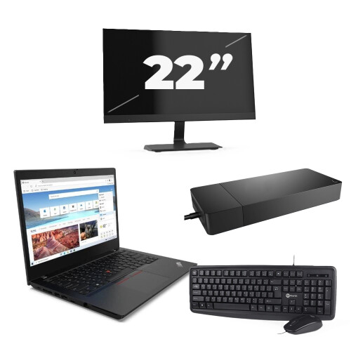 Refurbished Lenovo ThinkPad L14 Gen 2 - Intel Core i5-11e Generatie - 14 inch - 8GB RAM - 256GB SSD - Windows 11 Home + 1x 22 inch Monitor