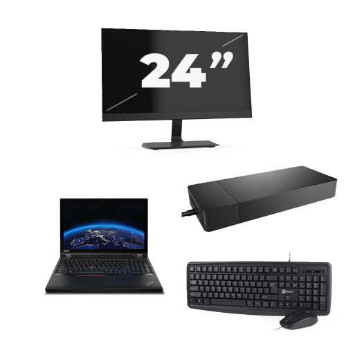 Refurbished Lenovo ThinkPad P53 - Intel Core i7-9e Generatie - 15 inch - 8GB RAM - 256GB SSD - Windows 11 Home + 1x 24 inch Monitor
