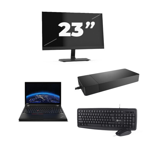 Refurbished Lenovo ThinkPad P53 - Intel Core i7-9e Generatie - 15 inch - 8GB RAM - 256GB SSD - Windows 11 Home + 1x 23 inch Monitor