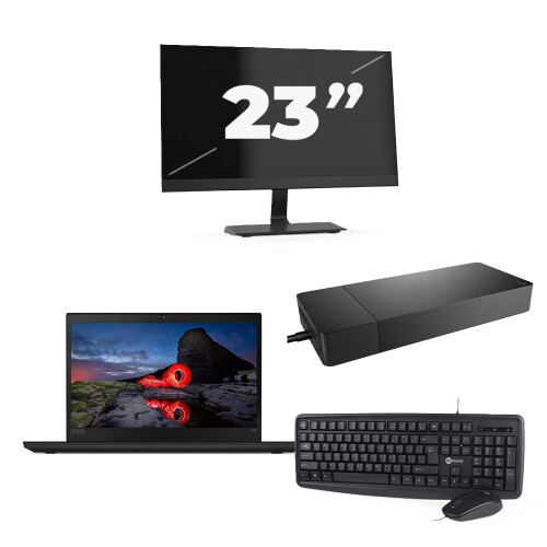 Refurbished Lenovo ThinkPad T495 - AMD Ryzen 5 PRO 3500U - 14 inch - 16GB RAM - 256GB SSD - Windows 11 Home + 1x 23 inch Monitor