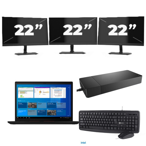 Refurbished Lenovo Thinkpad X13 Gen 2 - Intel Core i5-11e Generatie - 13 inch - 16GB RAM - 256GB SSD - Windows 11 + 3x 22 inch Monitor