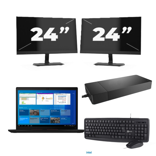 Refurbished Lenovo ThinkPad X13 Gen 2 - Intel Core i5-11e Generatie - 13 inch - 8GB RAM - 256GB SSD - Windows 11 Home + 2x 24 inch Monitor