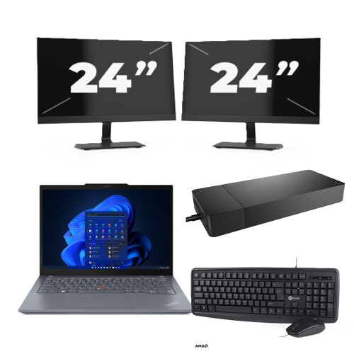 Refurbished Lenovo ThinkPad X13 - Intel Core i5-10e Generatie - 13 inch - 8GB RAM - 256GB SSD - Windows 11 + 2x 24 inch Monitor