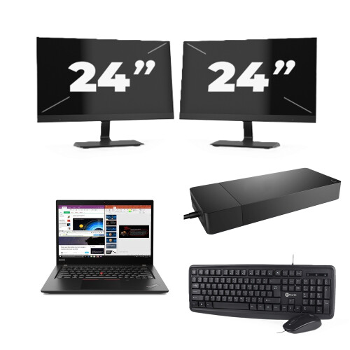Refurbished Lenovo ThinkPad X395 - AMD Ryzen 7 PRO 3700U - 13 inch - 16GB RAM - 256GB SSD - Windows 11 Home + 2x 24 inch Monitor
