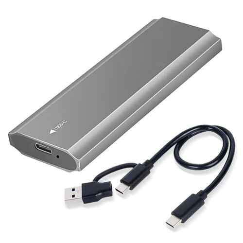Refurbished 1TB M.2 SATA SSD + High Speed Enclosure 3.1 USB C (PCIe 10Gbps) - Aluminium