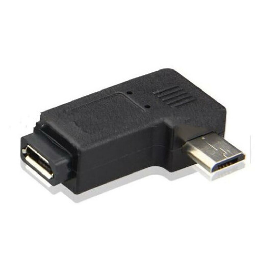 Refurbished Micro USB Female to Male adapter, 90° Left Angle