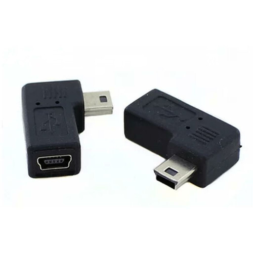 Refurbished Mini USB Female to Male adapter, 90° hoek, rechts
