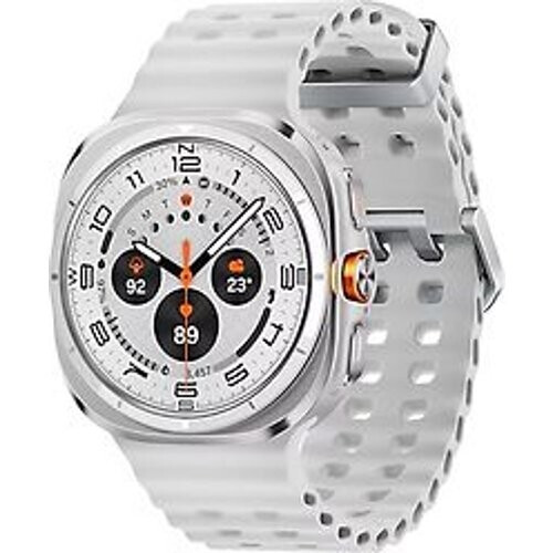 Refurbished Samsung Galaxy Watch Ultra (2025) 47 mm kast van titanium op titanium white Marine Band white [wifi + cellular]