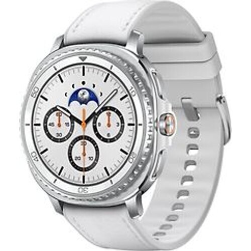 Refurbished Samsung Galaxy Watch8 Classic 46 mm aluminium kast white op Hybrid Band white [Wi-Fi]