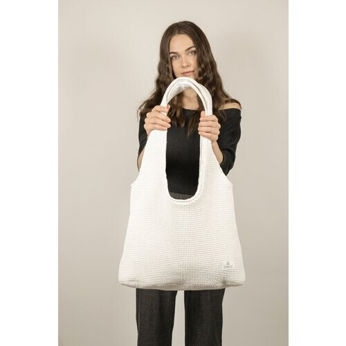 TAWAST dames vegan Tote Bag Cloud Wit Wafelstructuur