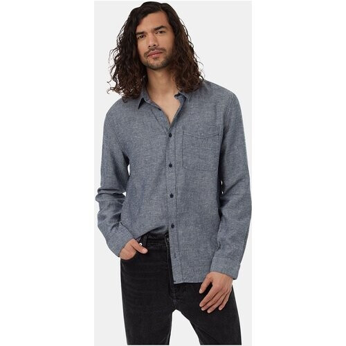 tentree M Hemp Button Front Shirt Middenblauw