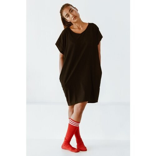 The Driftwood Tales dames vegan Jurk Oversized T-Shirt Zwart