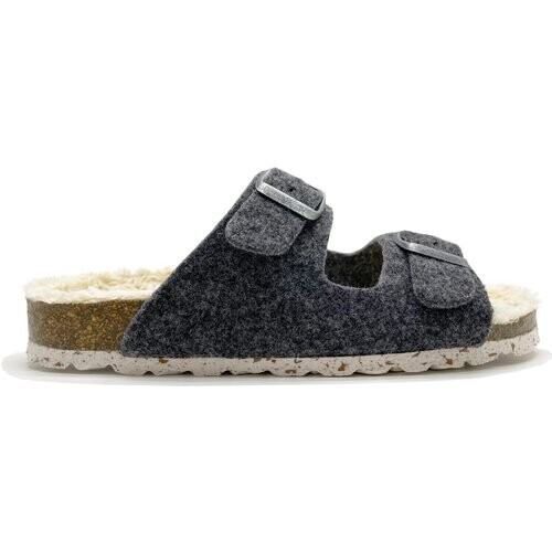 thies 1856 dames vegan Slippers Pluche Donkergrijs
