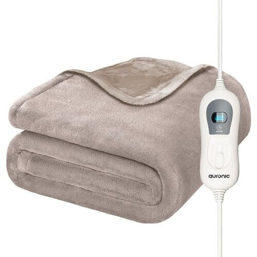 Tweedekans Auronic Elektrische Deken - Warmtedeken - Sherpa Fleece - 9 Warmtestanden - 180x130 - 1 persoons - Taupe
