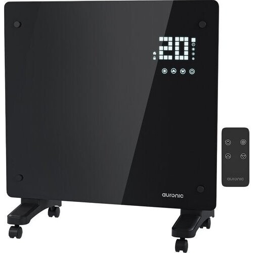 Tweedekans Auronic Elektrische Kachel – Convectorkachel Met Thermostaat en Afstandsbediening - Glazen Paneelverwarming - 1000W Heater - Zwart