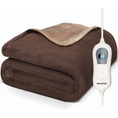Tweedekans Auronic Elektrische Warmtedeken - 1 Persoons - 3 Warmtestanden - met Timer - 160 x 120cm - Bruin