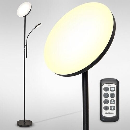 Tweedekans Auronic Vloerlamp - Industriële Stijl - Dimbaar en Kantelbaar - Inclusief Afstandsbediening - Zwart