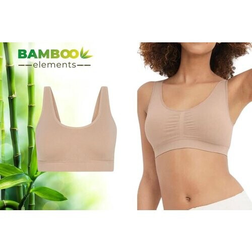 Tweedekans Bamboo Elements Naadloze BH Zonder Beugel - Nude - Uitneembare BH pads - Bralette Dames - Beha - Bamboe - Seamless Ondergoed Dames - Size L