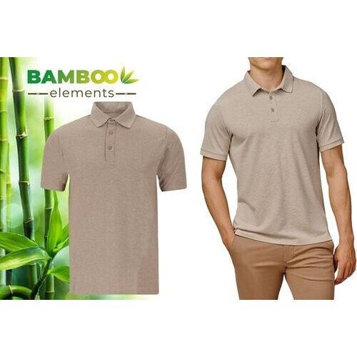 Tweedekans Bamboo Elements - Polo Shirt Heren - Dark Sand Beige L - Polo Heren - Korte Mouw - Pique Stof - T Shirt Heren - Bamboe