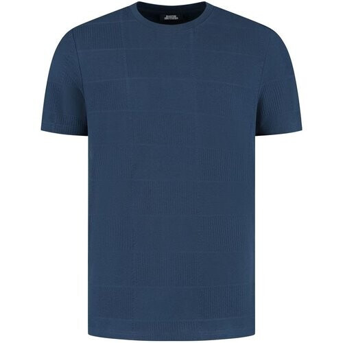 Tweedekans Boston Brothers T-shirt Jacquard Check Pattern - maat L - Navy