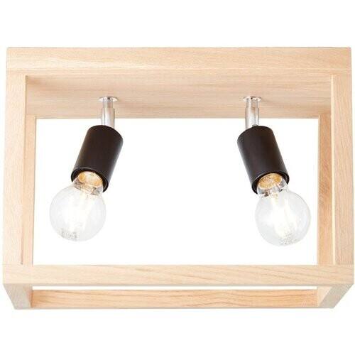 Tweedekans BRILLIANT lamp, Nerea plafondlamp 2-vlams geolied eikenhout, hout/metaal, 2x A60, E27, 15W, normale lampen (niet meegeleverd), A++