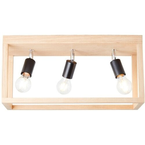Tweedekans BRILLIANT lamp, Nerea plafondlamp 3-vlams geolied eikenhout, hout/metaal, 3x A60, E27, 15W, normale lampen (niet meegeleverd), A++