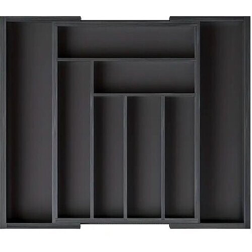 Tweedekans Budu Uitschuifbare Bamboe Bestekbak #45 (45 cm diep) - Zwart - Bestekcassette Hout - Besteklade - 45 x 30,6 - 50 cm - 6/8 vakken
