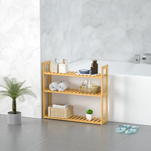 Tweedekans Casaria 2-in-1 wandplank & staande plank van bamboe