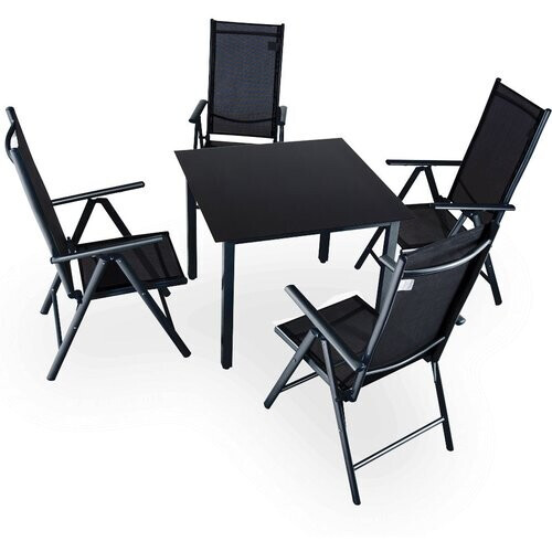 Tweedekans Casaria - Aluminium Tuinset Bern - 4 Stoelen 1 Tafel - Antraciet