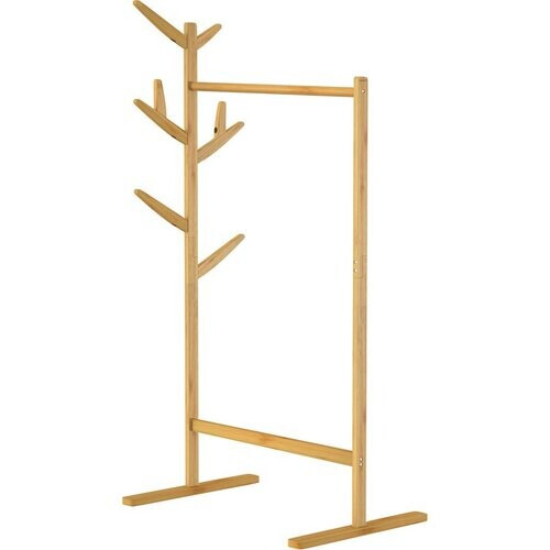 Tweedekans Casaria Kapstok Bamboe - 8 Haken 1 Kledingstang - 164x66x40cm