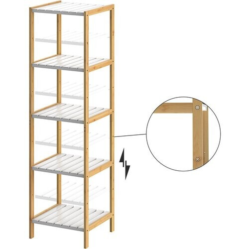 Tweedekans Casaria Kast met 5 planken - Bamboe wit - 140x33x34 cm