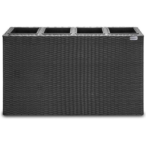 Tweedekans Casaria Plantenbak Polyrattan 95x27x60cm met Waterafvoer - Zwart