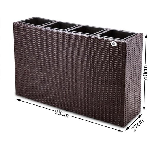Tweedekans Casaria Plantenbak polyrotan bruin 95 x 27 x 60cm geschikt voor 4 planten