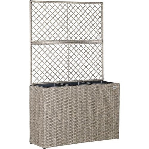 Tweedekans Casaria Polyrattan Bloembak – 3 Bakken Klimophek - Crème