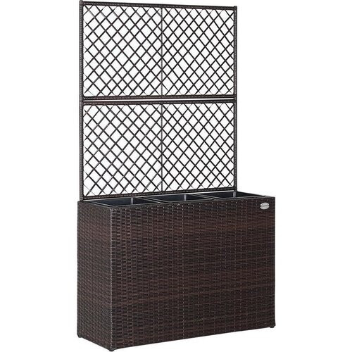 Tweedekans Casaria Polyrattan Bloembak – 3 Bakken/Klimophek - Bruin