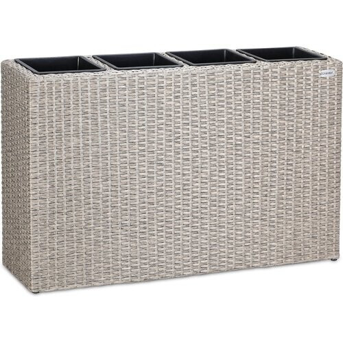 Tweedekans Casaria Polyrattan bloembak crème 95x27x60cm