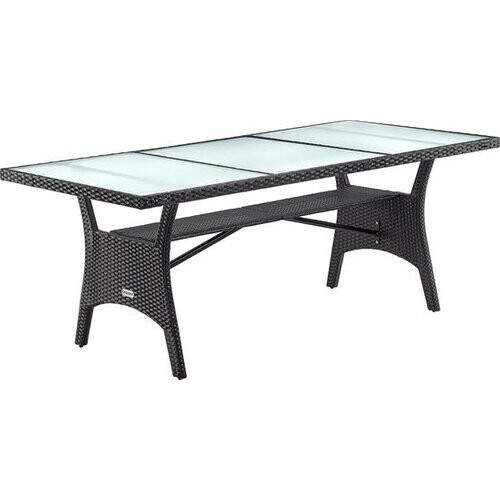 Tweedekans Casaria Polyrattan Tafel – Veiligheidsglasblad 190x90x74 cm – Zwart
