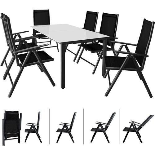 Tweedekans Casaria Tuinset Bern - 6 Stoelen 1 Tafel Aluminium - Antraciet