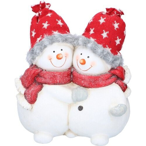 Tweedekans Christmas Gifts Kerst Beeld Sneeuwpoppenpaar - Beeldje 31CM - Kersversiering voor Binnen en Buiten