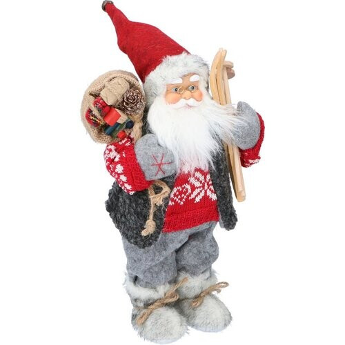 Tweedekans Christmas Gifts Kerstman Pop - Kerst Beeldje 30CM - met Traditionele Kledij - Kerstversiering