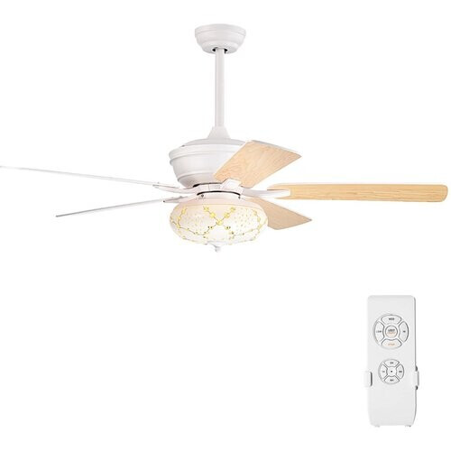 Tweedekans Coast 132 cm plafondventilator hout met verlichtingsomkeerbare ventilator met lamp 4h timer wit