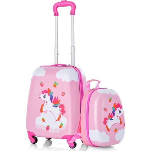 Tweedekans Coast 2-Delige Kinderkoffer + Rugzak Kindertrolley - Harde schaal Roze