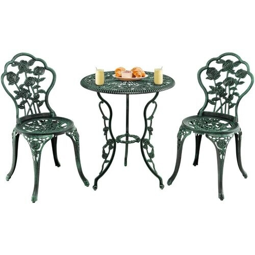 Tweedekans Coast 3-delige Bistroset Gietaluminium - 2 Stoelen 1 Tafel - groen