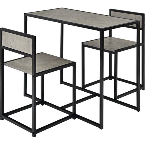 Tweedekans Coast 3-Delige Keukentafel Set met Compacte Tafel & 2 Stoelen Houten Materialen + Metaal Grijs