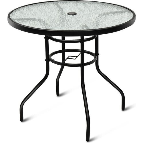 Tweedekans Coast Bistrotafel Glazen Tafel Bijzettafel Balkontafel Patiotafel voor Binnen en Buiten Zwart