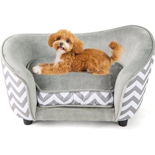 Tweedekans Coast Deluxe Honden- en Kattenbank 69,5x40x40,5 cm - Grijs/Wit - Comfortabel Huisdieren Sofa met Opbergruimte